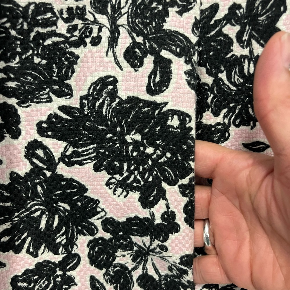 Ann Taylor LOFT Linen Cotton Silk Blend Pink & Black Floral Duster Coat Sz. 2 - Picture 6 of 11